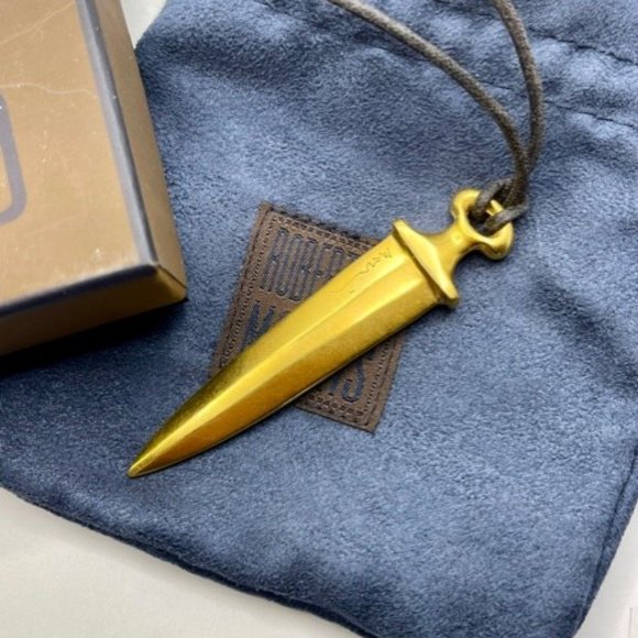 ROBERT LEE MORRIS RLM DAGGER GOLD PLATED SIGNED w/pouch & box - Picture 2 of 6